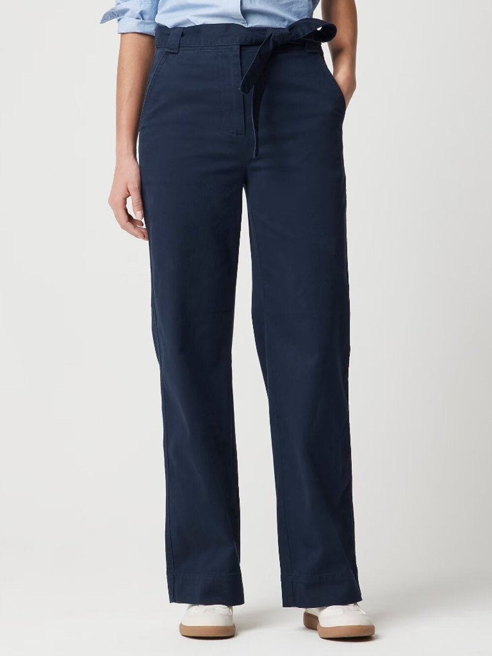 J. Crew Factory Twill Wide-Leg Tie-Twist Chino Pant Blue Size 2 NWT
